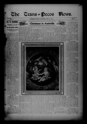 Primary view of object titled 'The Trans=Pecos News. (Sanderson, Tex.), Vol. 4, No. 31, Ed. 1 Saturday, December 23, 1905'.