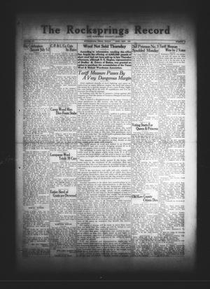 The Rocksprings Record and Edwards County Leader (Rocksprings, Tex.), Vol. 12, No. 28, Ed. 1 Friday, June 20, 1930