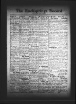 Primary view of object titled 'The Rocksprings Record and Edwards County Leader (Rocksprings, Tex.), Vol. 13, No. 15, Ed. 1 Friday, March 20, 1931'.