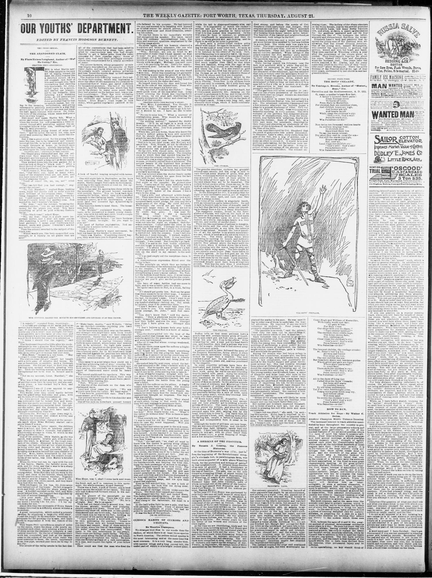 Fort Worth Weekly Gazette. (Fort Worth, Tex.), Vol. 12, No. 37, Ed. 1, Thursday, August 21, 1890
                                                
                                                    [Sequence #]: 6 of 12
                                                
