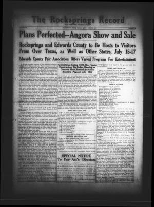 The Rocksprings Record and Edwards County Leader (Rocksprings, Tex.), Vol. 12, No. 30, Ed. 1 Friday, July 4, 1930