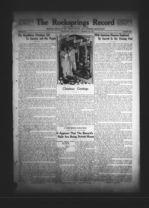 The Rocksprings Record and Edwards County Leader (Rocksprings, Tex.), Vol. 14, No. 2, Ed. 1 Friday, December 18, 1931