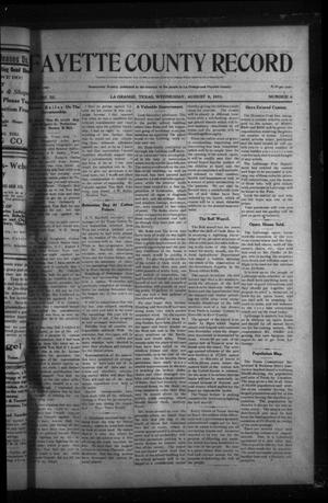 Fayette County Record (La Grange, Tex.), Vol. 3, No. 6, Ed. 1 Wednesday, August 9, 1911
