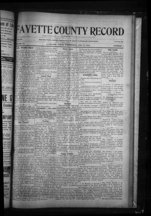 Fayette County Record (La Grange, Tex.), Vol. 4, No. 3, Ed. 1 Wednesday, July 17, 1912