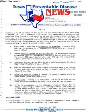 Primary view of object titled 'Texas Preventable Disease News, Volume 45, Number 12, March 23, 1985'.