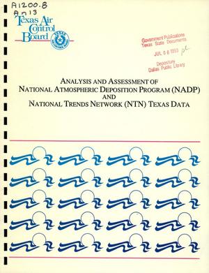 Analysis and Assessment of national Atmospheric Deposition Program( NADP) and National Trends Network Texas Data