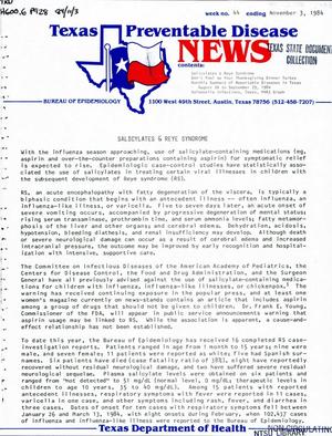 Texas Preventable Disease News, Volume 44, Number 44, November 3, 1984
