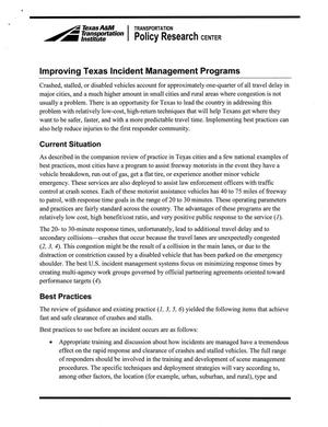 Improving Texas Incident Management Programs
