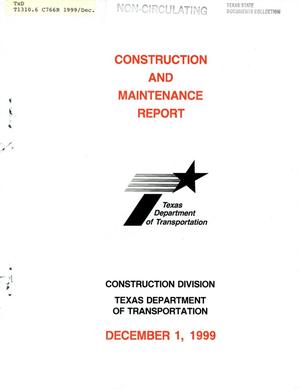 Primary view of object titled 'Texas Construction and Maintenance Report: December 1999'.