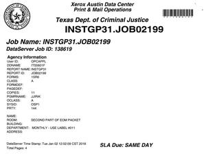Primary view of object titled 'Texas Inmate Monthly Report: December 2017, Part 2'.