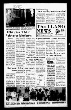 Primary view of object titled 'The Llano News (Llano, Tex.), Vol. 96, No. 15, Ed. 1 Thursday, February 5, 1987'.