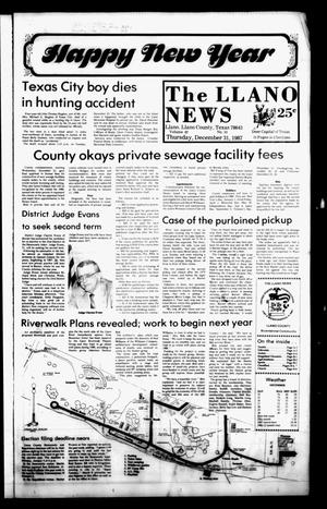 Primary view of object titled 'The Llano News (Llano, Tex.), Vol. 97, No. 10, Ed. 1 Thursday, December 31, 1987'.