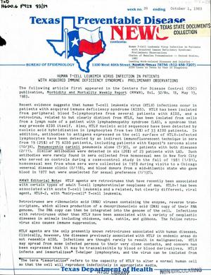 Primary view of object titled 'Texas Preventable Disease News, Volume 43, Number 39, October 1, 1983'.