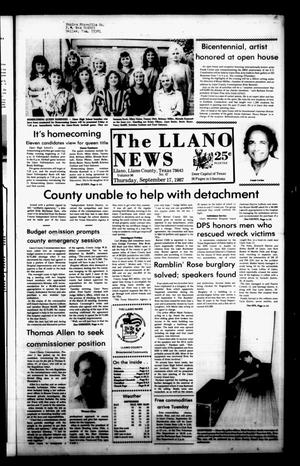 The Llano News (Llano, Tex.), Vol. 96, No. 47, Ed. 1 Thursday, September 17, 1987