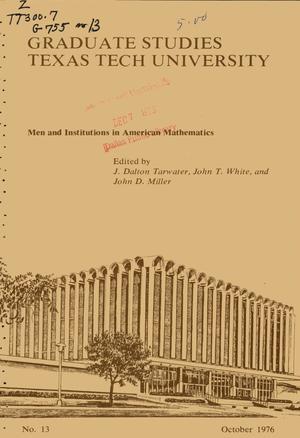 Primary view of object titled 'Men and Institutions in American Mathematics'.