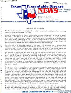 Primary view of object titled 'Texas Preventable Disease News, Volume 45, Number 15, April 13, 1985'.