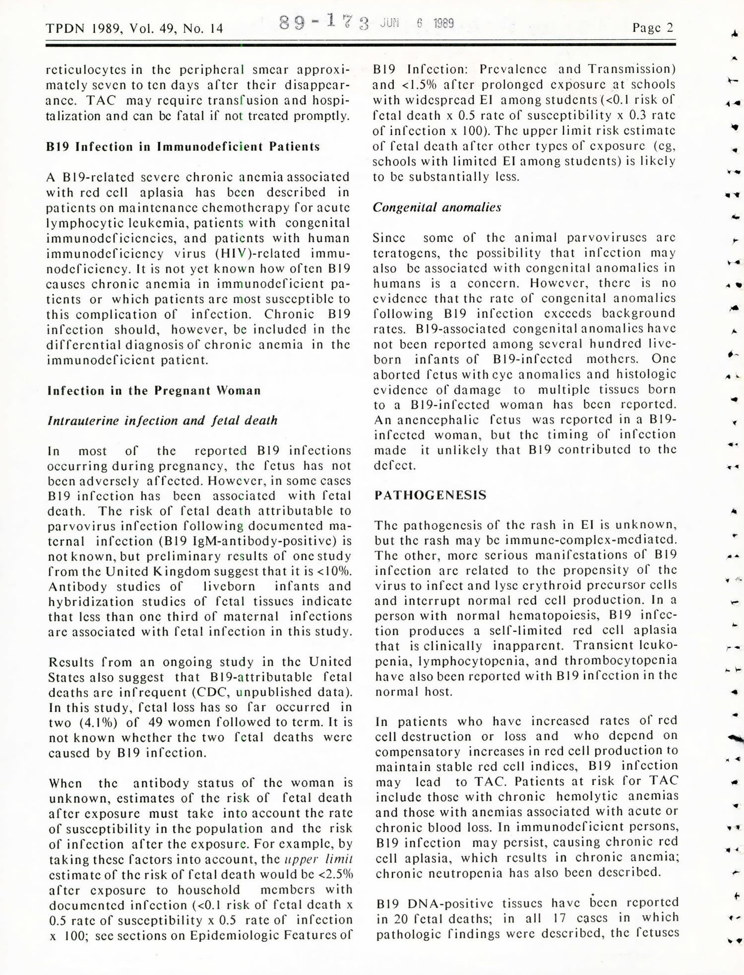 Texas Preventable Disease News, Volume 49, Number 14, April 8, 1989
                                                
                                                    PAGE2
                                                