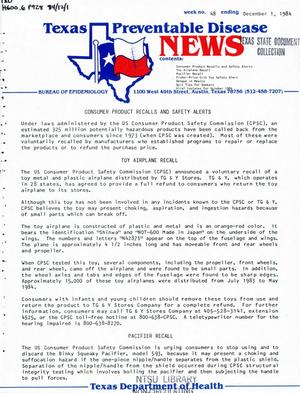 Texas Preventable Disease News, Volume 44, Number 48, December 1, 1984
