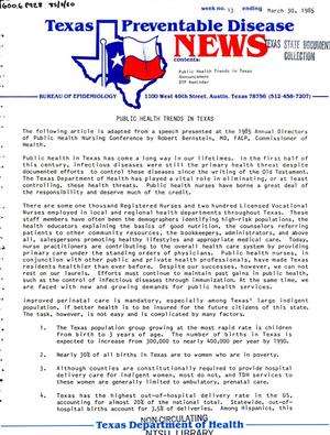 Primary view of object titled 'Texas Preventable Disease News, Volume 45, Number 13, March 30, 1985'.