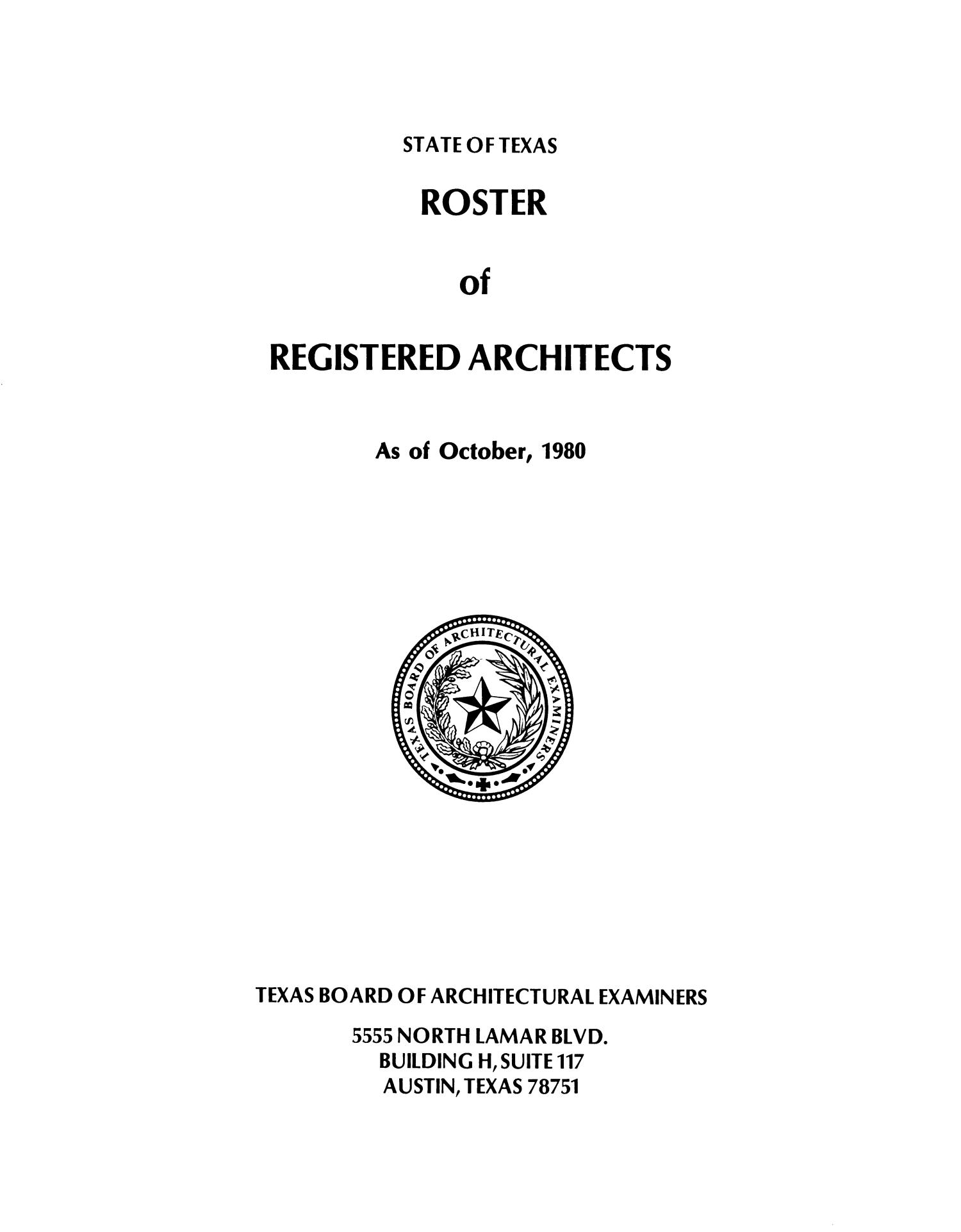 Roster of registered Architects
                                                
                                                    TITLE PAGE
                                                