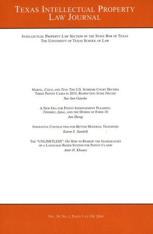 Texas Intellectual Property Law Journal, Volume 24 Number 1, 2016