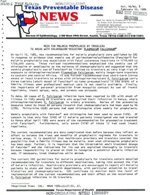 Texas Preventable Disease News, Volume 46, Number 8, February 22, 1986
