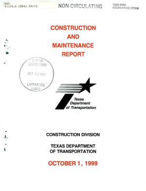 Primary view of object titled 'Texas Construction and Maintenance Report: October 1999'.