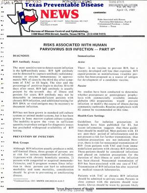 Texas Preventable Disease News, Volume 49, Number 15, April 15, 1989