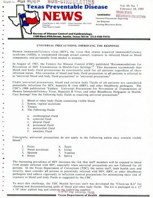 Texas Preventable Disease News, Volume 49, Number 7, February 18, 1989