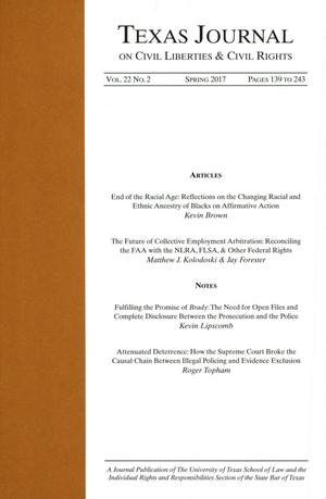 Primary view of object titled 'Texas Journal on Civil Liberties & Civil Rights, Volume 22, Number 2, Spring 2017'.