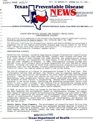 Texas Preventable Disease News, Volume 45, Number 24, June 15, 1985