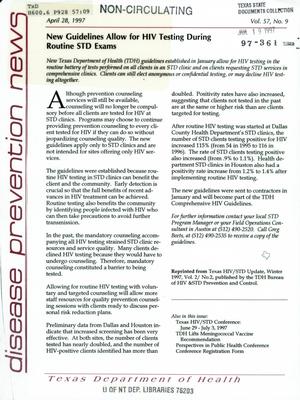 Texas Disease Prevention News, Volume 57, Number 9, April 1997