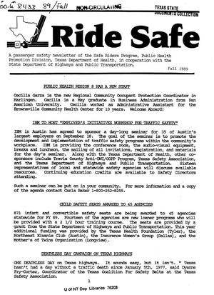 Primary view of object titled 'Ride Safe, Fall 1989'.