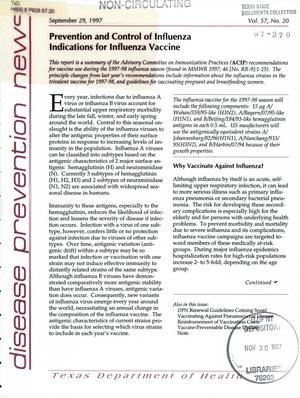 Texas Disease Prevention News, Volume 57, Number 20, September 1997