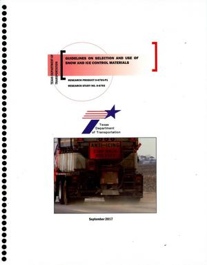 Primary view of object titled 'Guidelines on Selection and Use of Snow and Ice Control Materials'.