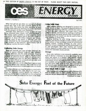 Energy Studies, Volume 1, Number 2, Fall 1975
