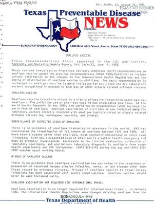Texas Preventable Disease News, Volume 45, Number 32, August 10, 1985