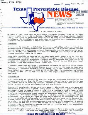 Primary view of Texas Preventable Disease News, Volume 44, Number 32, August 11, 1984