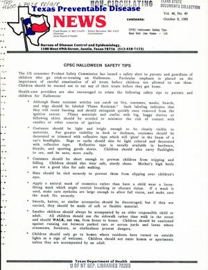 Primary view of object titled 'Texas Preventable Disease News, Volume 48, Number 40, October 8, 1988'.