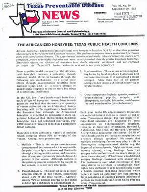 Texas Preventable Disease News, Volume 49, Number 39, September 30, 1989