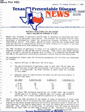 Texas Preventable Disease News, Volume 44, Number 35, September 1, 1984