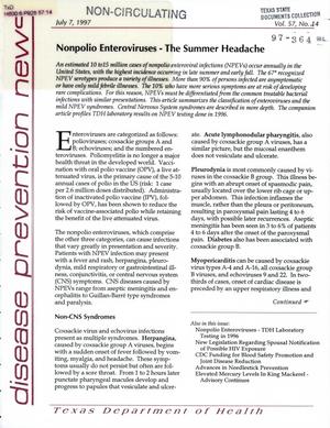 Primary view of object titled 'Texas Disease Prevention News, Volume 57, Number 14, July 1997'.