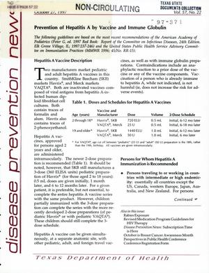Texas Disease Prevention News, Volume 57, Number 22, October 1997
