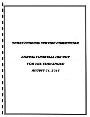 Texas Funeral Service Commission Annual Financial Report: 2016