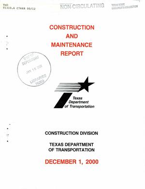 Texas Construction and Maintenance Report: December 2000