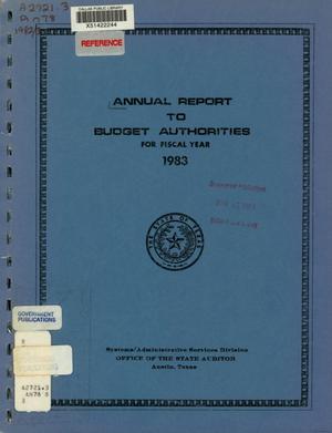 Primary view of object titled 'Texas State Auditor Systems/Administrative Services Division Annual Report: 1983'.