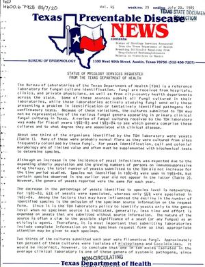 Primary view of object titled 'Texas Preventable Disease News, Volume 45, Number 29, July 20, 1985'.