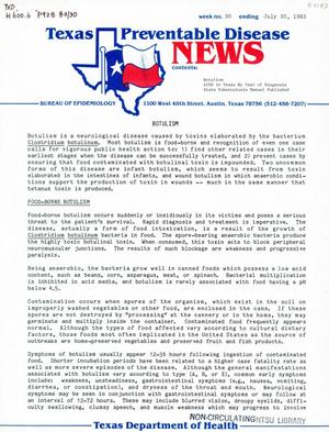 Primary view of object titled 'Texas Preventable Disease News, Volume 43, Number 30, July 30, 1983'.