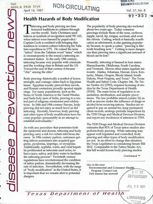 Texas Disease Prevention News, Volume 57, Number 8, April 1997