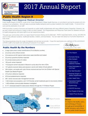 Primary view of object titled 'Texas Health Service Region 8 Annual Report: 2017'.